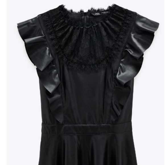 Faux leather black dress. Size Medium. - Picture 6 of 6